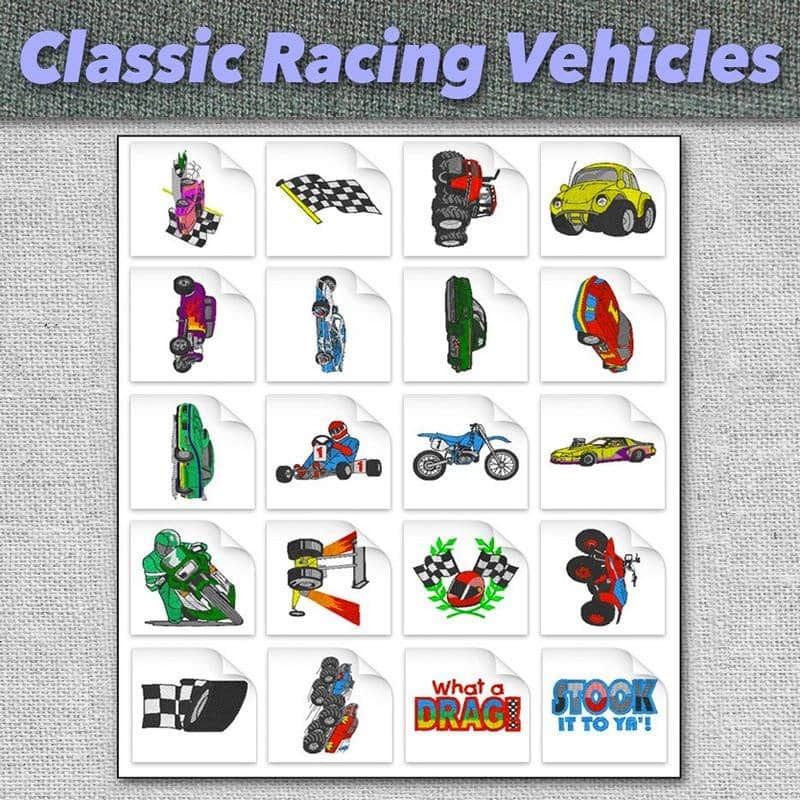 Racing Vehicles Pack Stickdatei