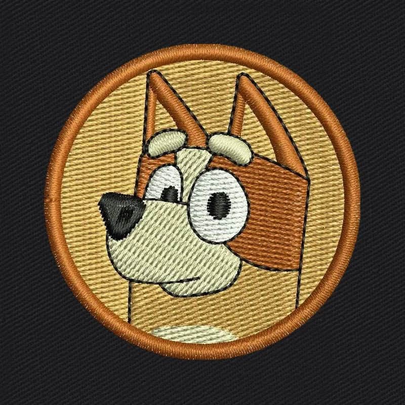 Bluey Cartoon Character Face Embroidery Design