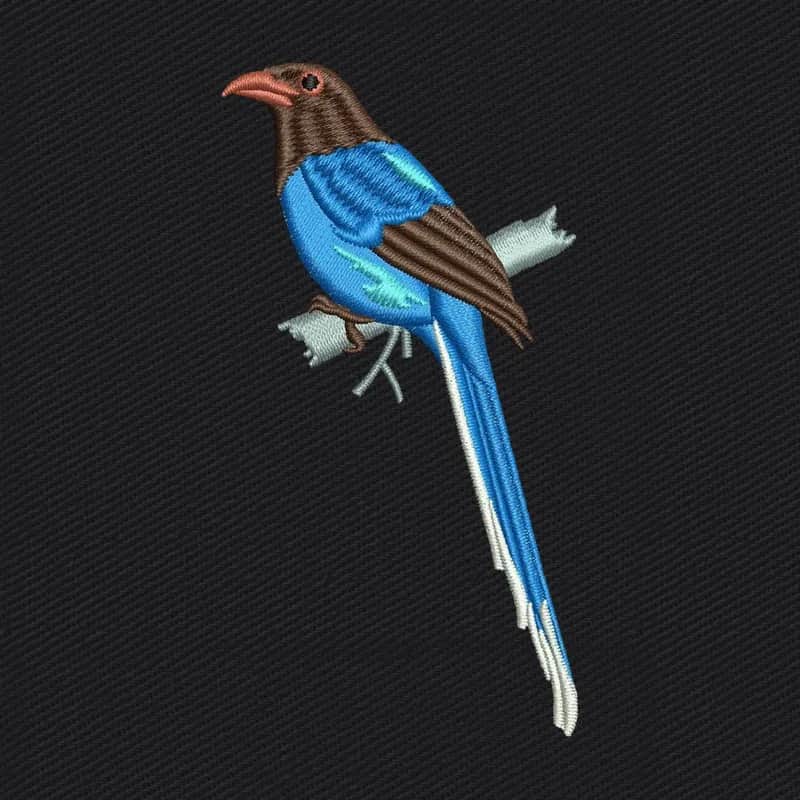Blue Magpie Birde Embroidery Design