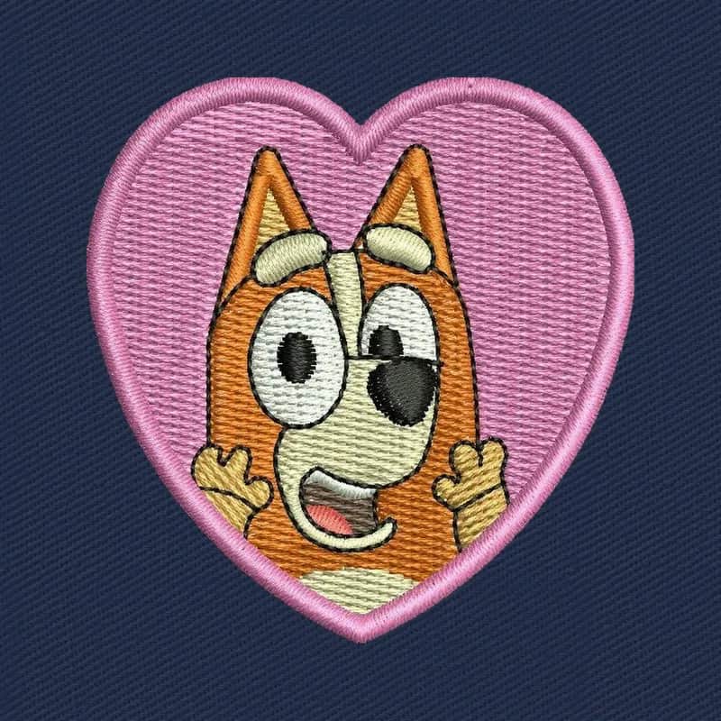 Bluey Heart Patch Embroidery Design