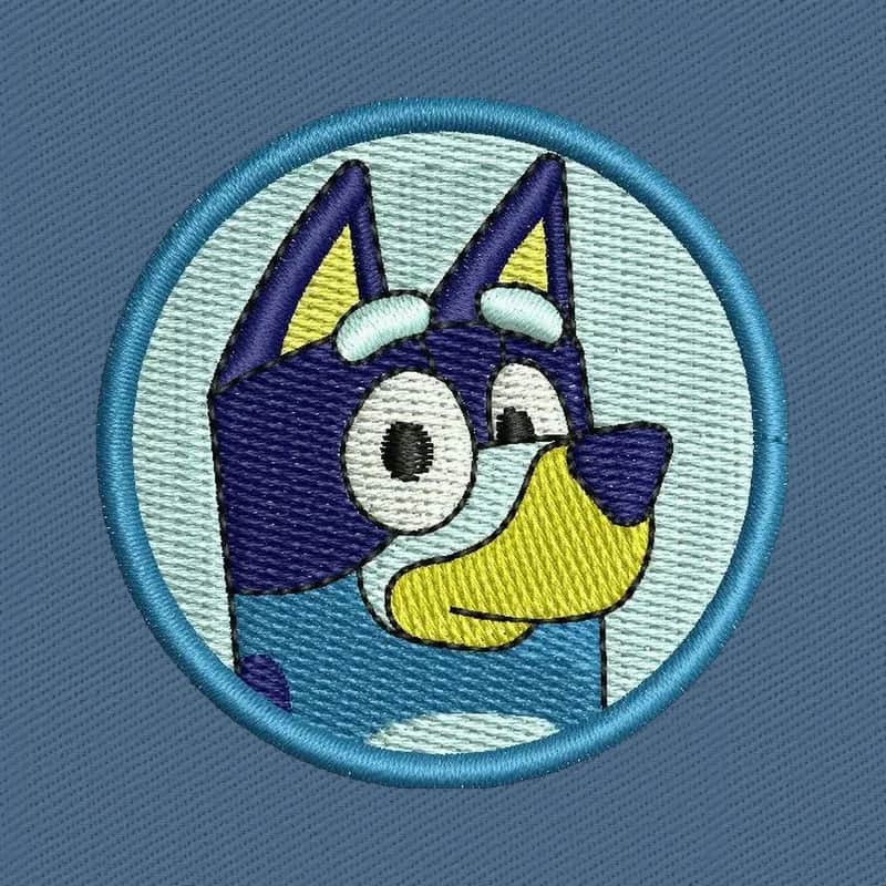 Bluey Round Patch Embroidery Design