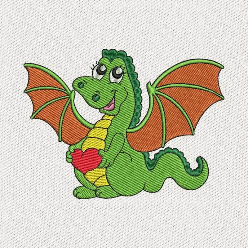 Adorable dragon vert en dessin animé 2