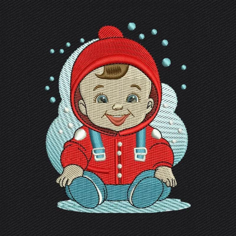 Frosty Fun Playful Cartoon Baby Boy Stickdatei
