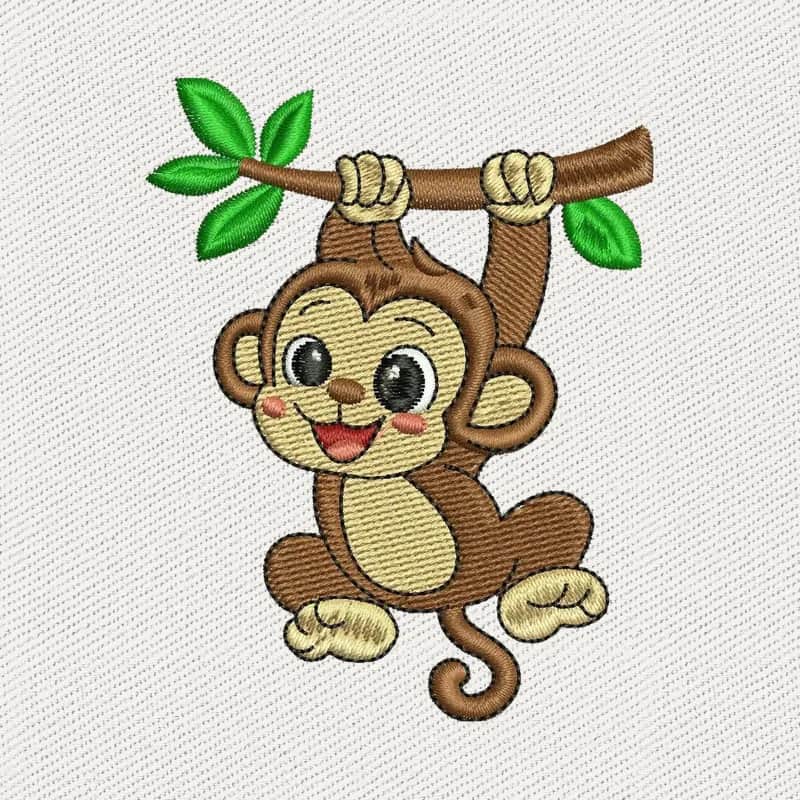 Hanging Baby Monkey Stickdatei