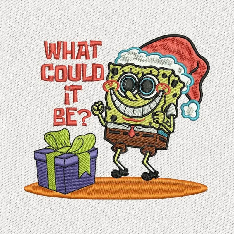 Happy Spongebob with Christmas Gift Stickdatei