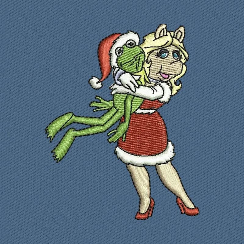 Holiday Kermit and Miss Piggy Stickdatei