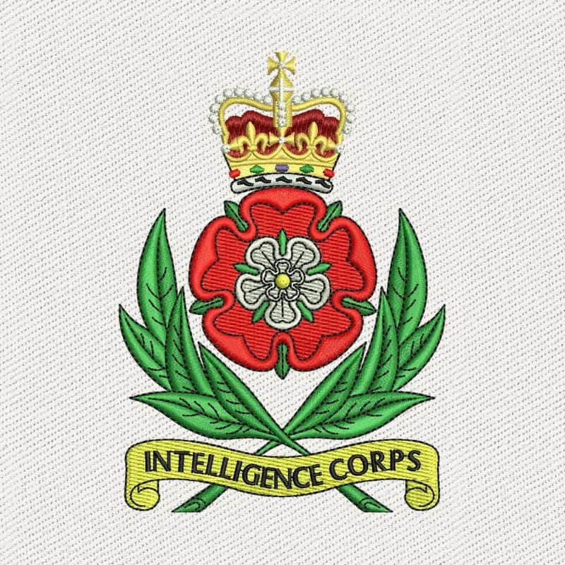 Intelligence Corps gekröntes Rosenabzeichen Stickdatei