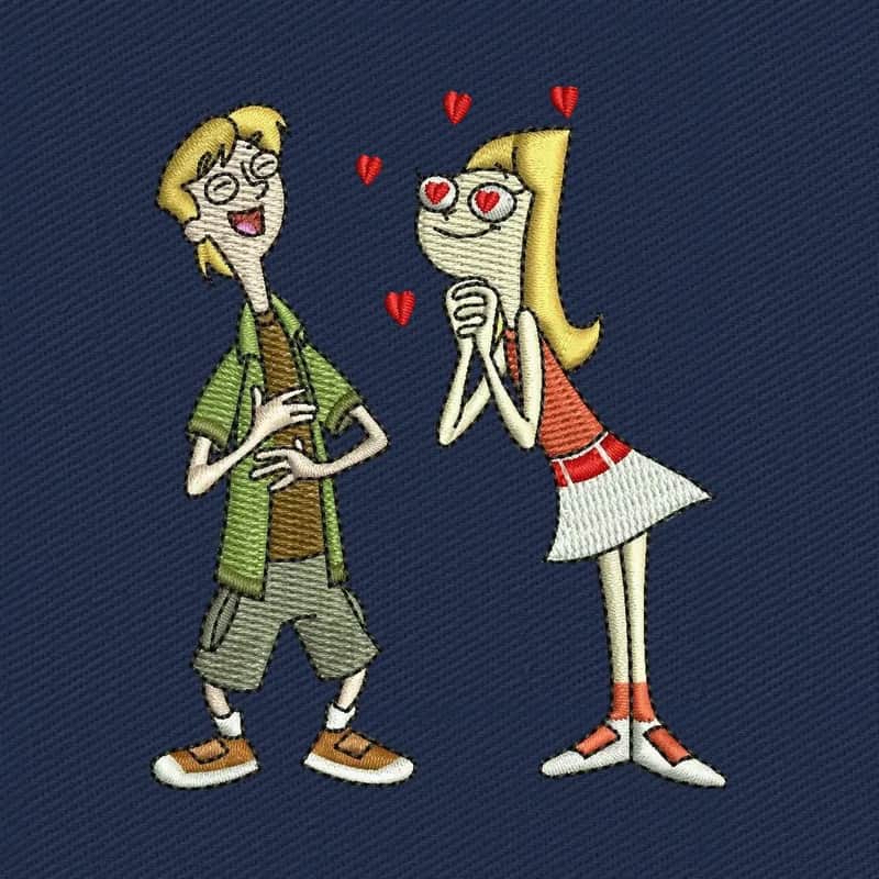 Jeremy Johnson and Candace Flynn Phineas and Ferb Embroidery Design