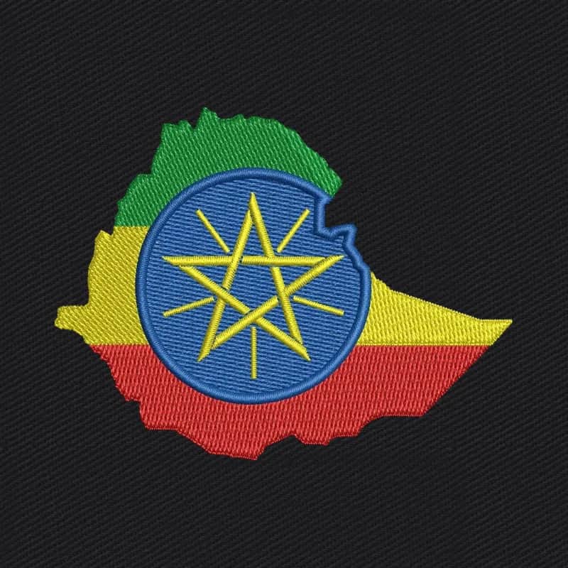 Mappa dell'Etiopia con bandiera