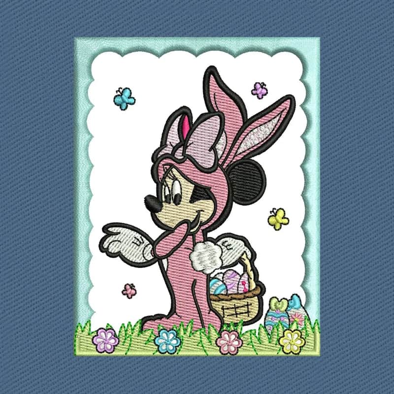 Diseño de bordado de Minnie Mouse para Pascua