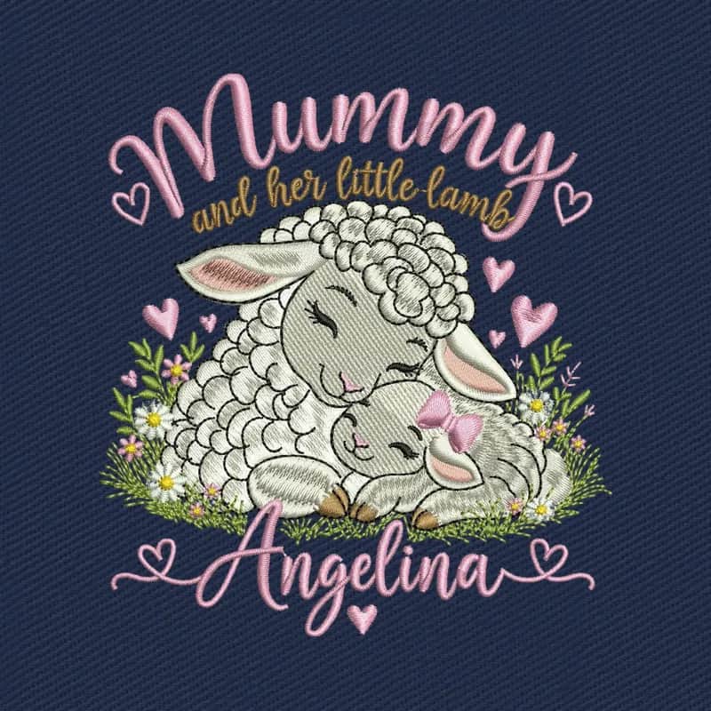 Mommy and Baby Lamb Personalized Stickdatei