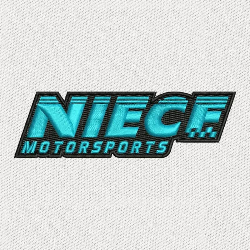 Niece Motorsports türkises Schriftlogo Stickdatei