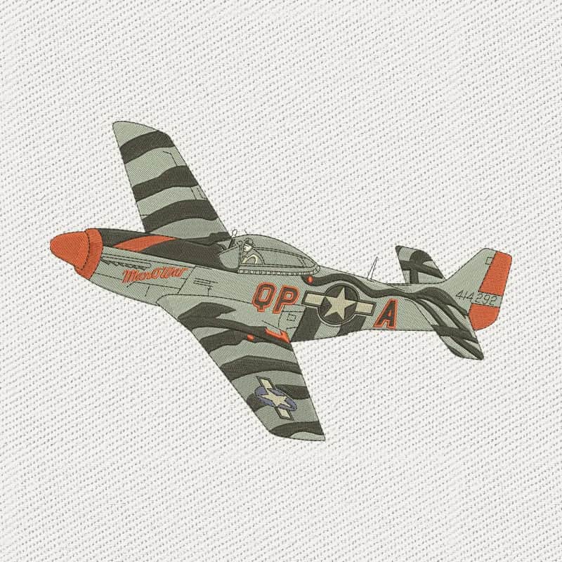 North American P-51 Mustang Fighter Aircraft Embroidery Design
