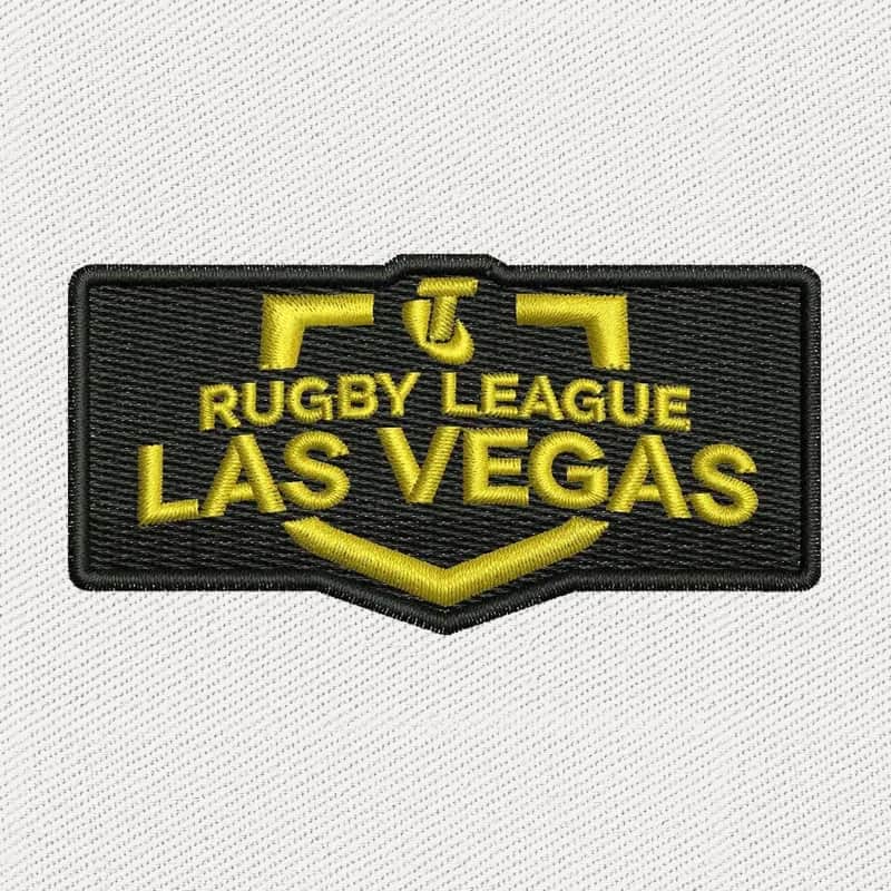 Rugby League Las Vegas schwarz-goldenes Abzeichen Stickdatei