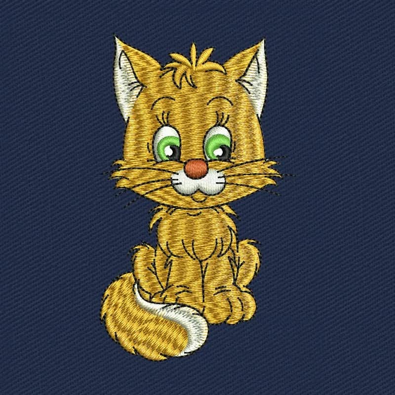 Cute Orange Kitten Embroidery Design