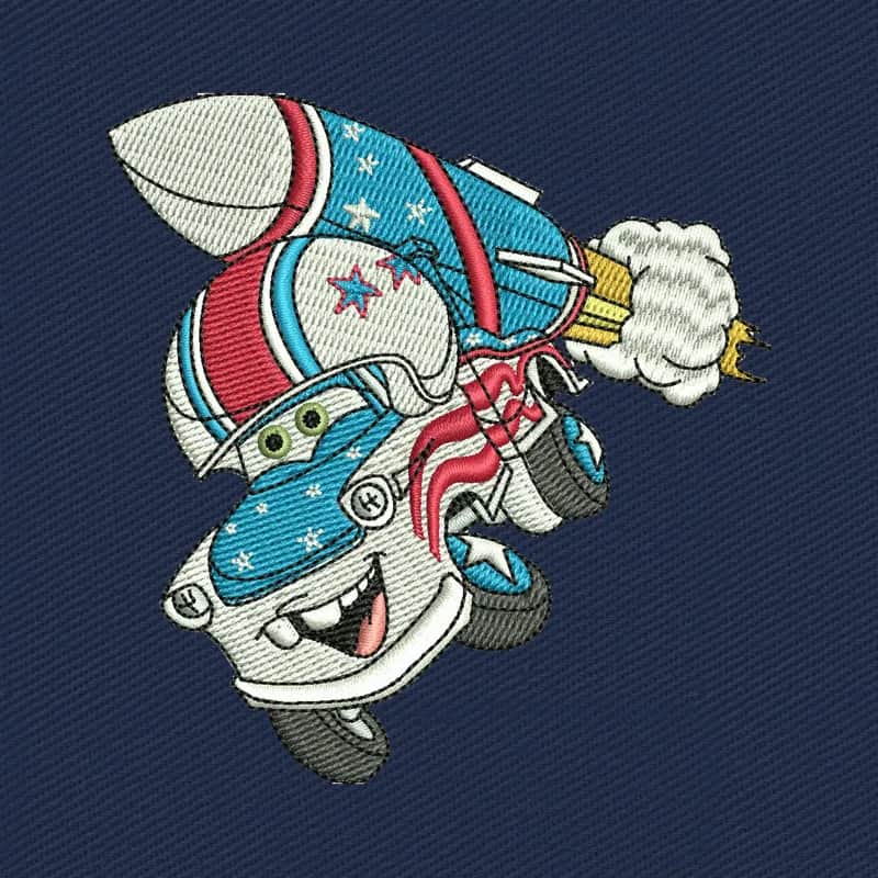 Patriotic Mater Cars Filled Embroidery Design