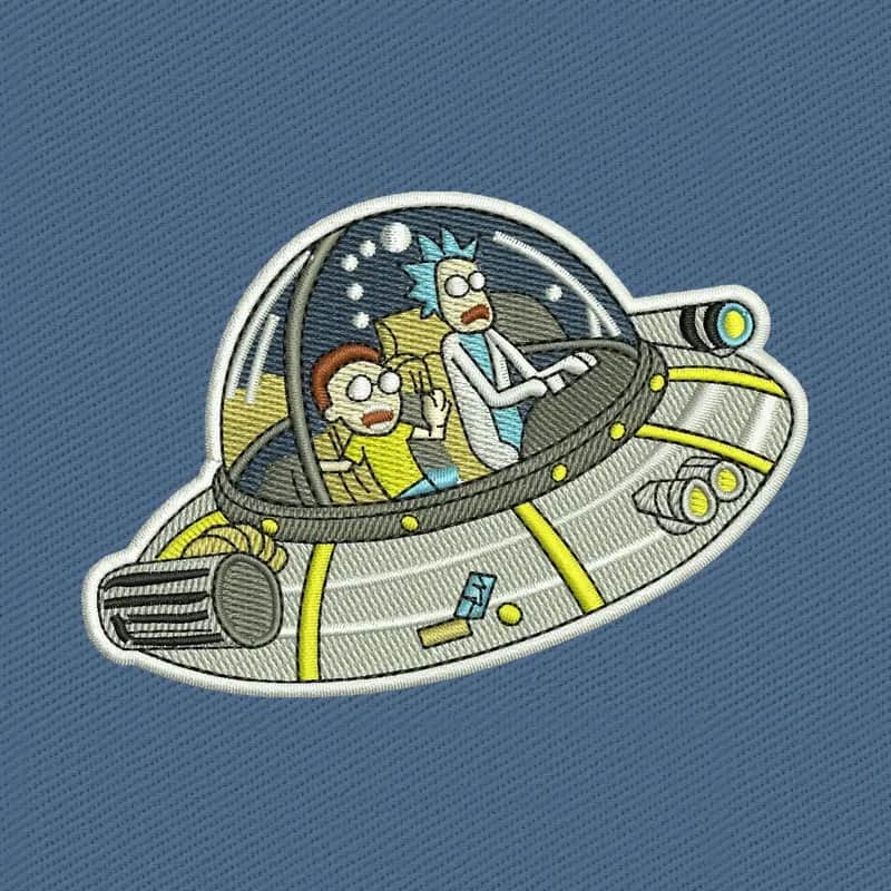 Rick and Morty UFO Spaceship Embroidery Design