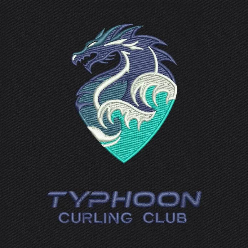 Typhoon Curling Club Drachenwappen Stickdatei
