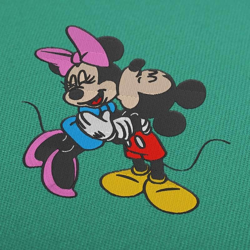 Mickey and Minnie Mouse kiss 1 Embroidery Design