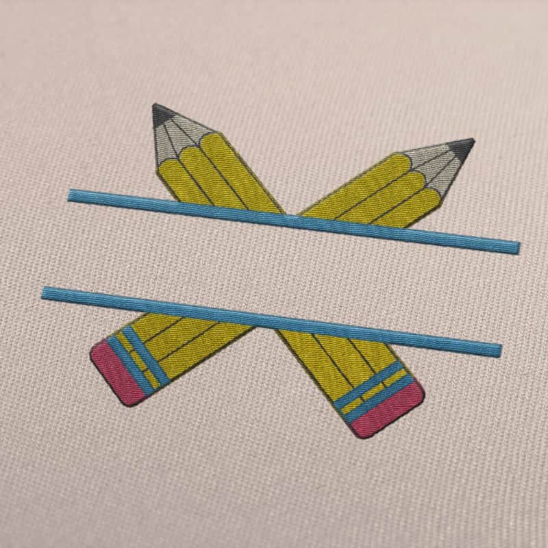 Split Pencils School Embroidery Design
