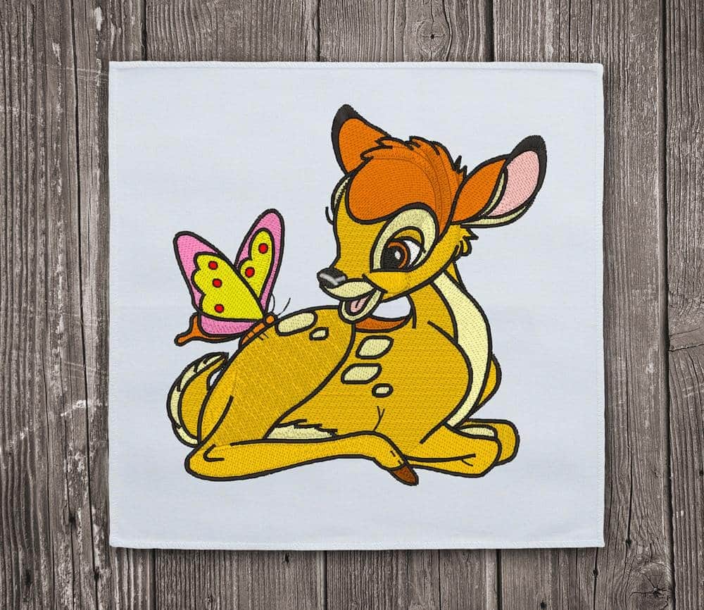 Bambi and Butterfly Embroidery Design