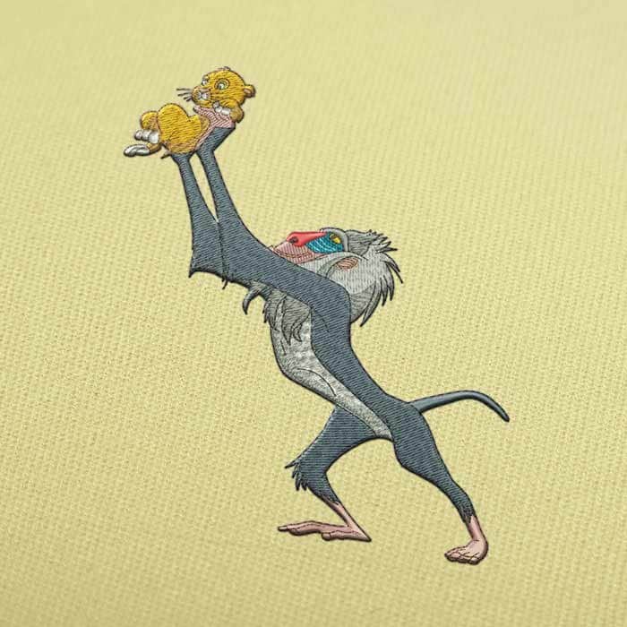 Rafiki With Baby Simba Embroidery Design