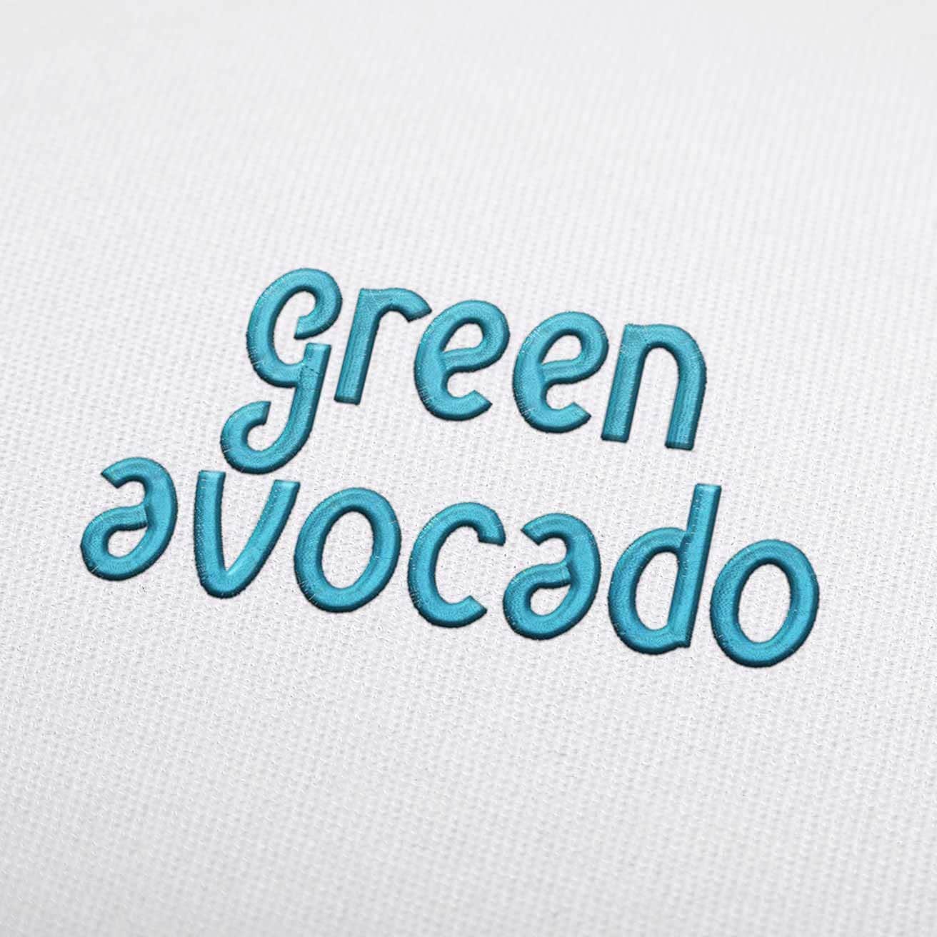 Green Avocado Font Embroidery Design