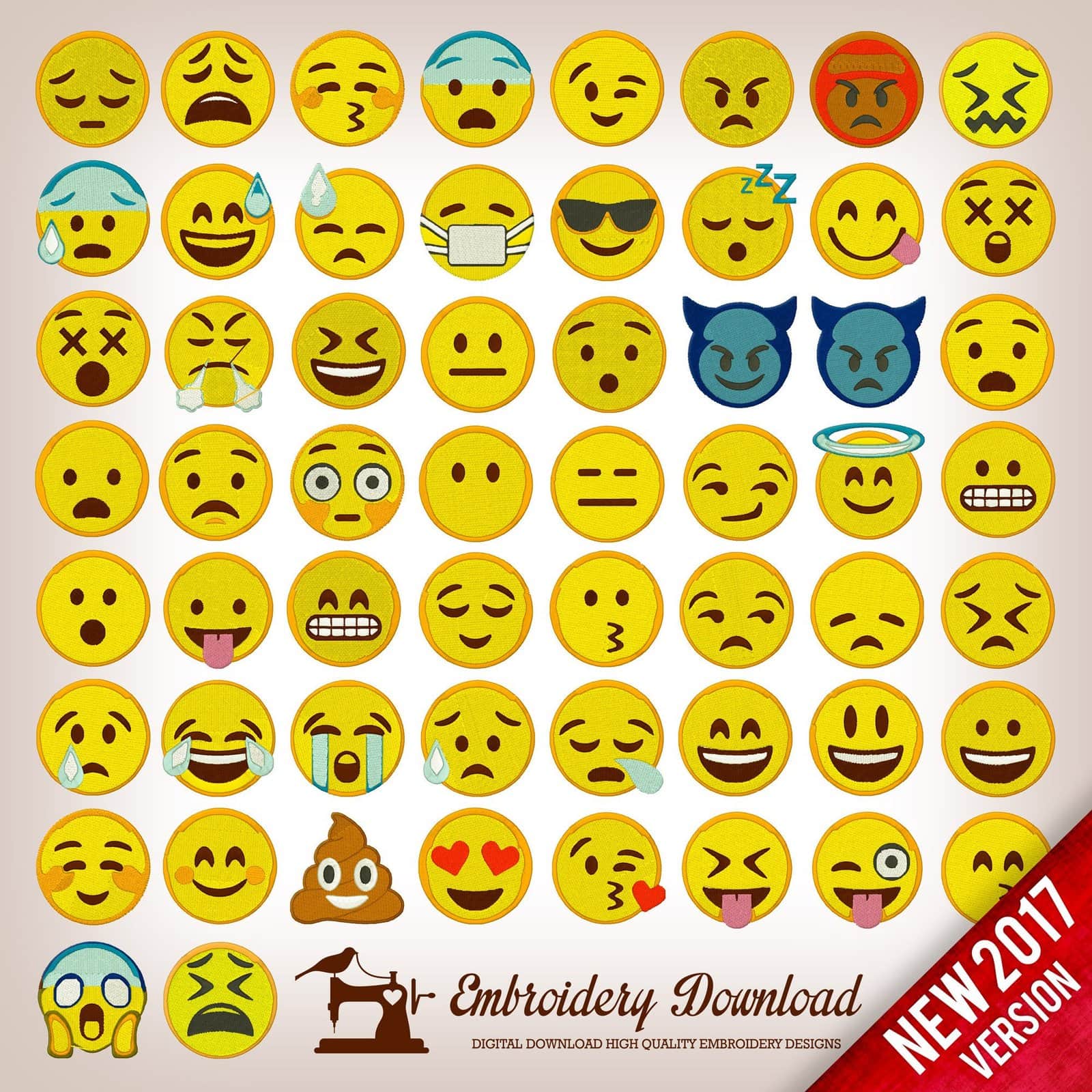 Emoticons Emoji Pack 58 Collection Embroidery Design