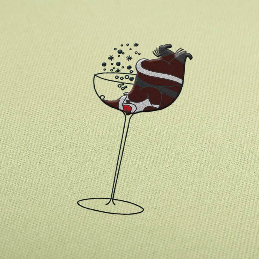 Santa Claus in a Glass of Champagne