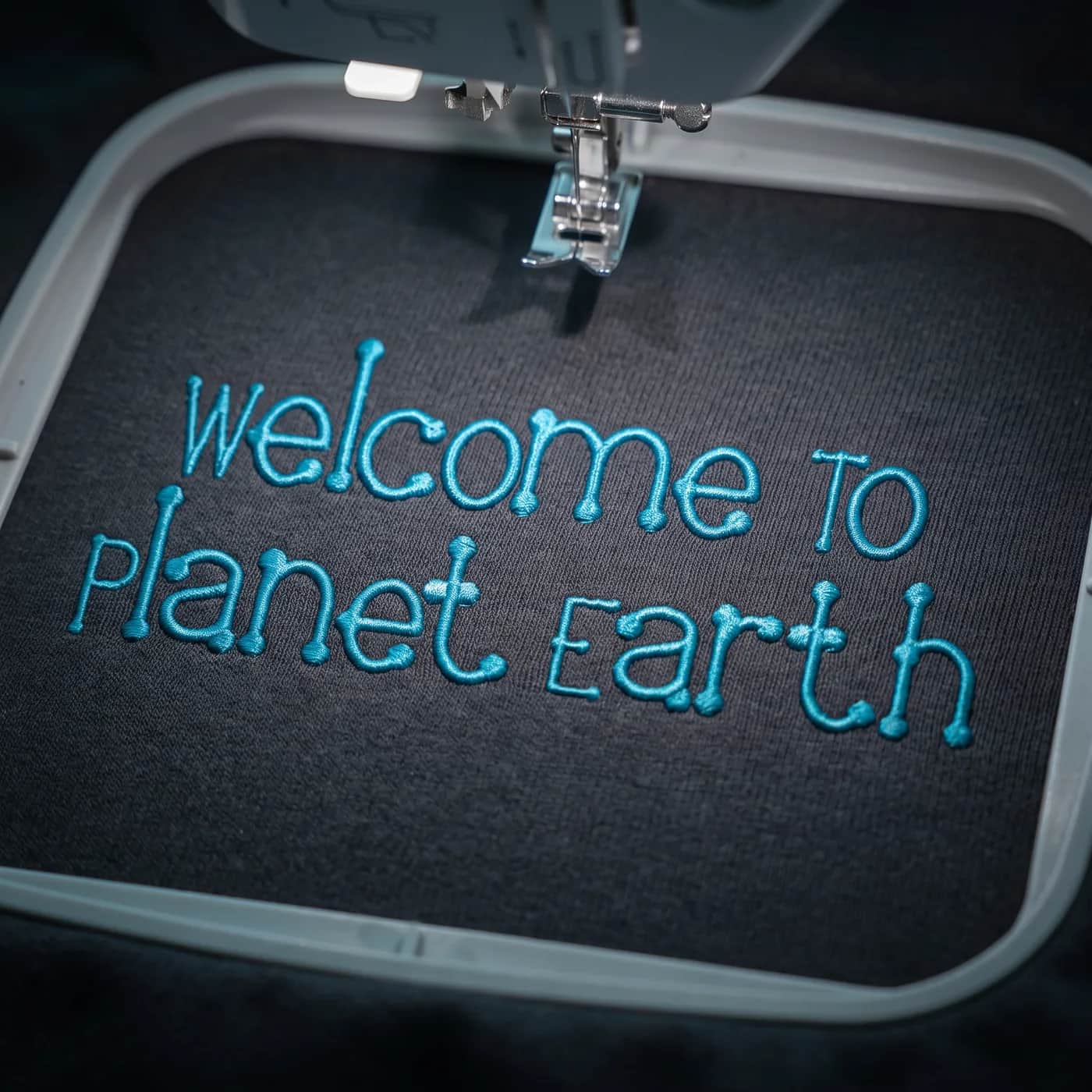Welcome To Planet Earth Font Embroidery Design