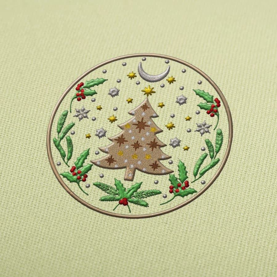 Stickmuster Für Stickmaschinen Download Weihnachtsbaum und Mond