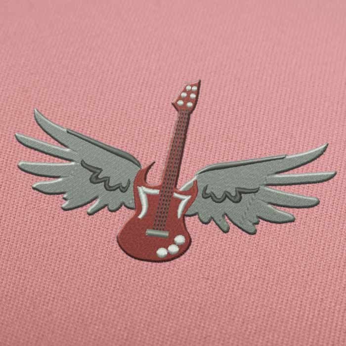 Guitar With Wings Embroidery Design Download