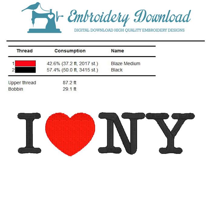 I Love NY Embroidery Design Download - EmbroideryDownload