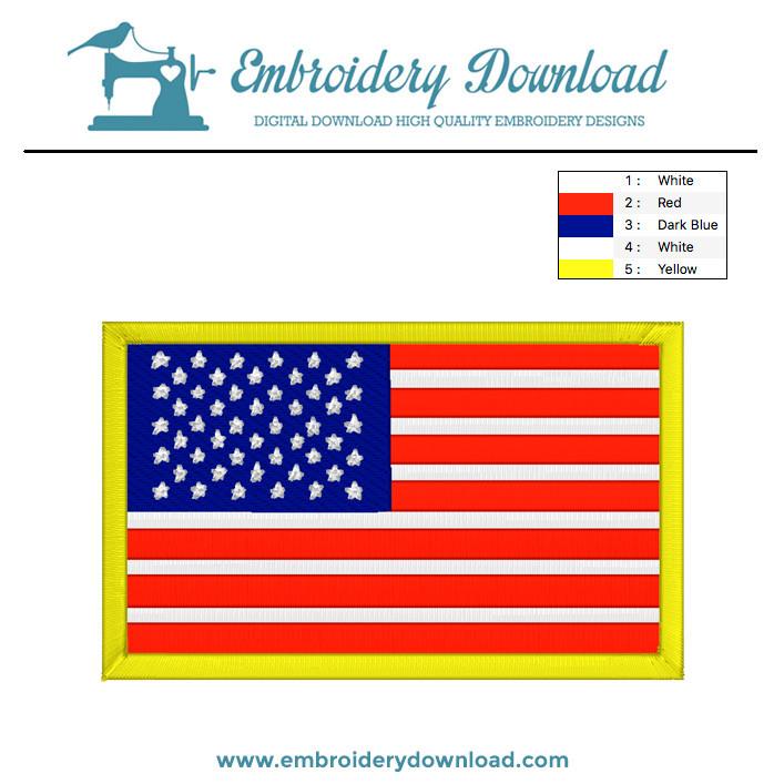 USA flag embroidery digital font.