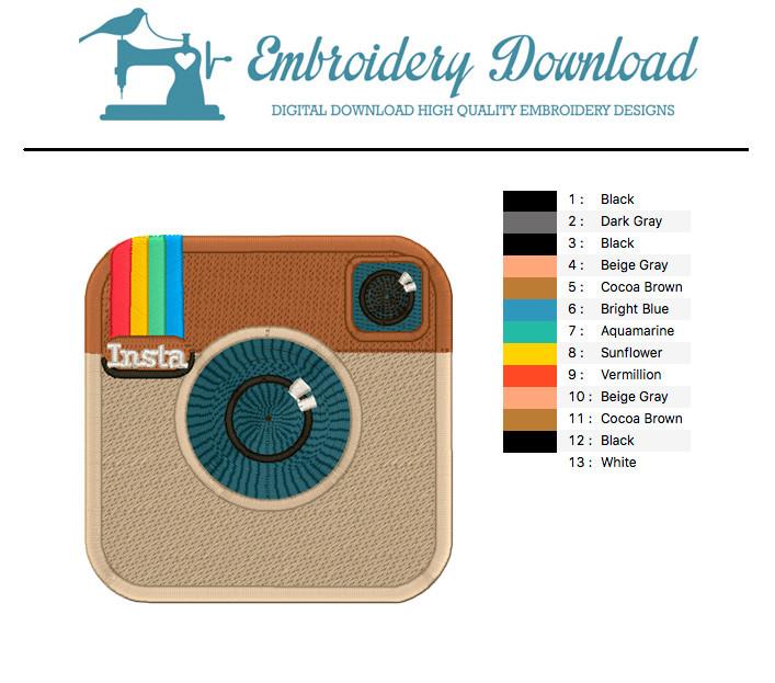 Diseño de bordado del logotipo de Instagram Descargar - EmbroideryDownload